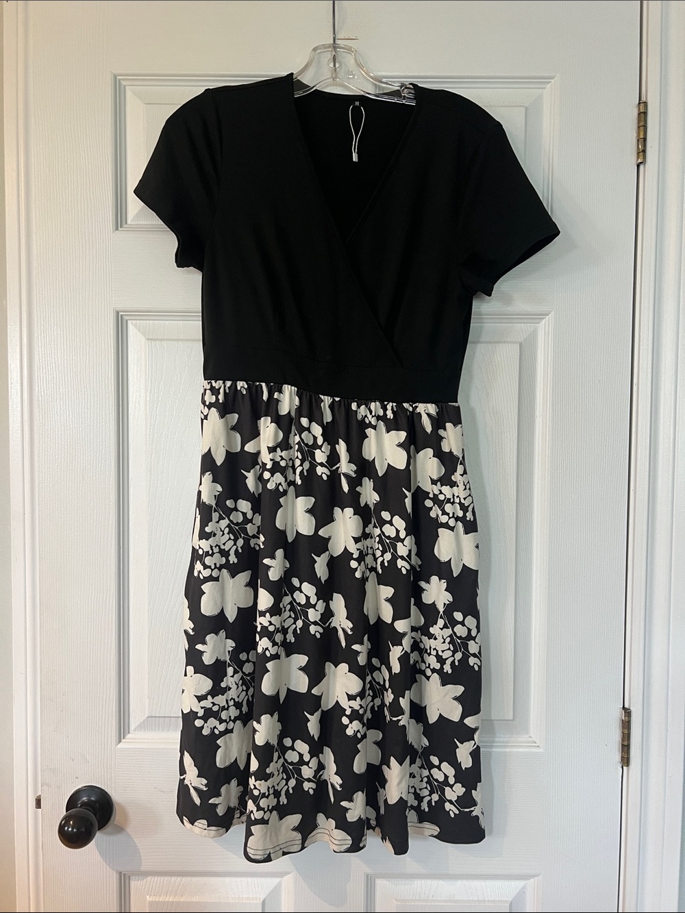 Black & White Floral Fit-and-Flare Dress